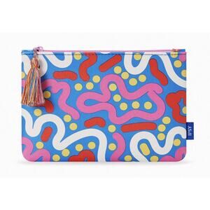 Bright Blue Colorful Tassel Makeup Bag Travel Case Wallet Clutch Zip Organize